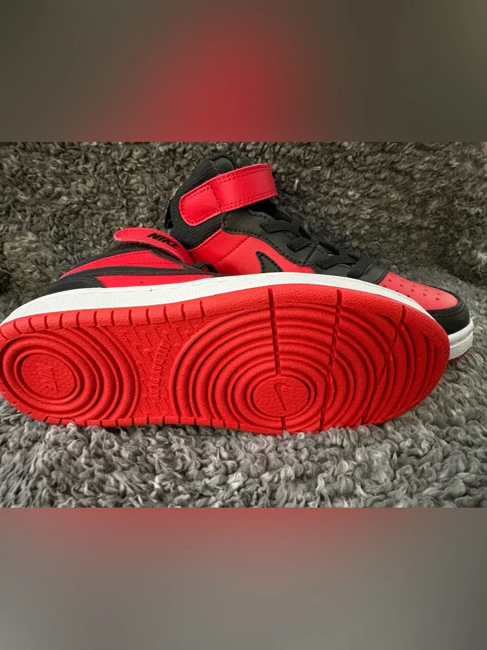 Nike Kids Red and Black High-Top Sneakers - court Bourough mid 2